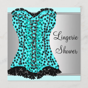 Invitation Fête des mariées de lingerie Leopard turquoise