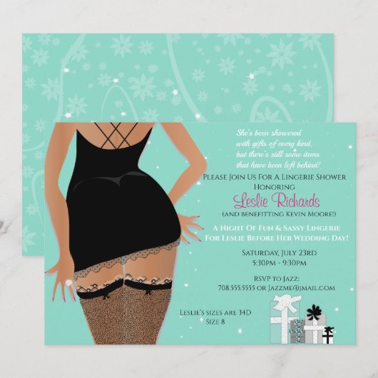 Invitation Fête des mariées de lingerie turquoise (Devant / Derrière)