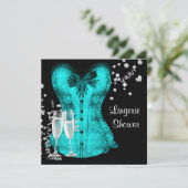 Invitation Fête des mariées de lingerie Turquoise noire (Debout devant)