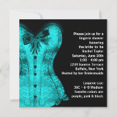 Invitation Fête des mariées de lingerie Turquoise noire (Dos)