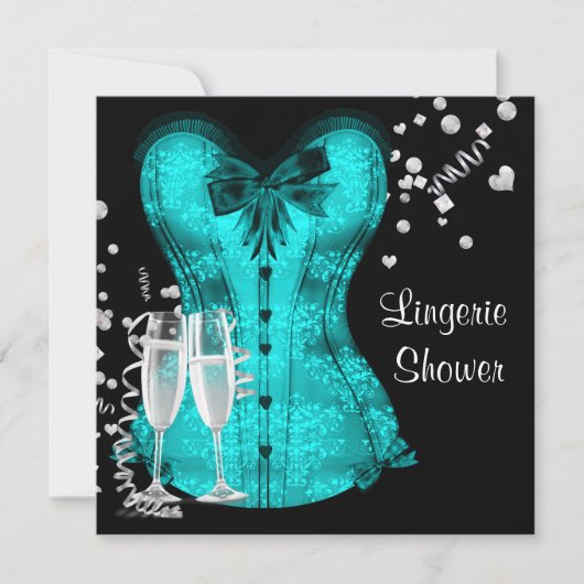 Invitation Fête des mariées de lingerie Turquoise noire (Devant)