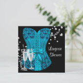 Invitation Fête des mariées de lingerie Turquoise noire (Debout devant)