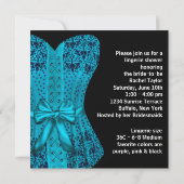 Invitation Fête des mariées de lingerie Turquoise noire (Dos)