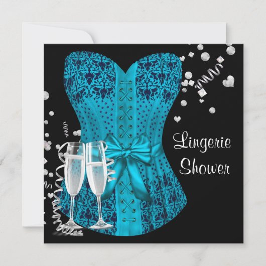 Invitation Fête des mariées de lingerie Turquoise noire (Devant)