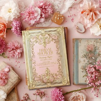 Invitation Fête des mariées de livre vintage