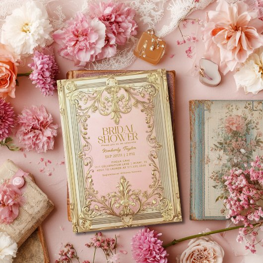 Invitation Fête des mariées de livre vintage