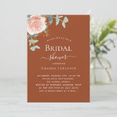 Invitation Fête des mariées de luxe rose or fleuri brûlé oran (Debout devant)