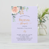 Invitation Fête des mariées de luxe violet rose floral (Debout devant)