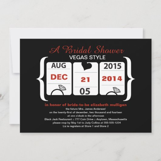 Invitation Fête des mariées de machine à sous (Devant)