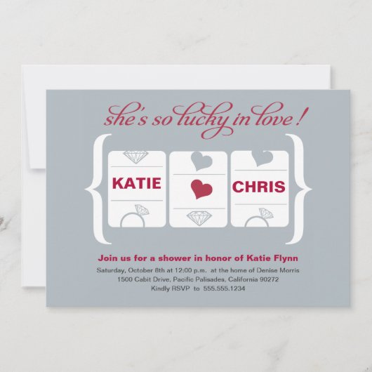 Invitation Fête des mariées de machine à sous (Devant)