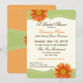 Invitation Fête des mariées de marguerite verte et orange (Devant / Derrière)