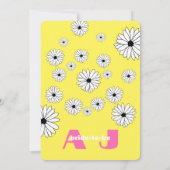 Invitation Fête des mariées de marguerites roses/jaunes rétro (Dos)