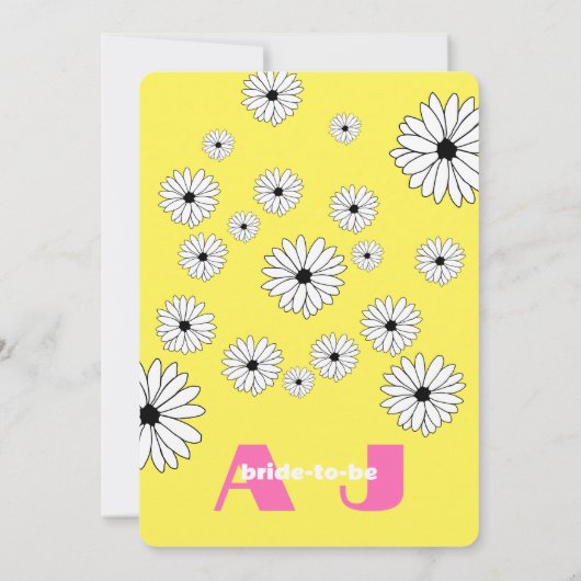 Invitation Fête des mariées de marguerites roses/jaunes rétro (Dos)