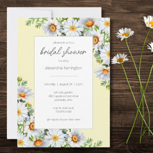 Invitation Fête des mariées de marguerites sauvages jaune pâl