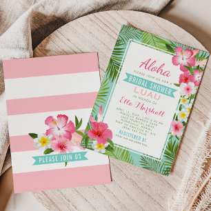 Invitation Fête des mariées de Mariage à fleurs rose tropical