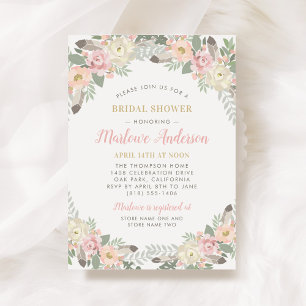 Invitation Fête des mariées de Mariage Boho rose vif