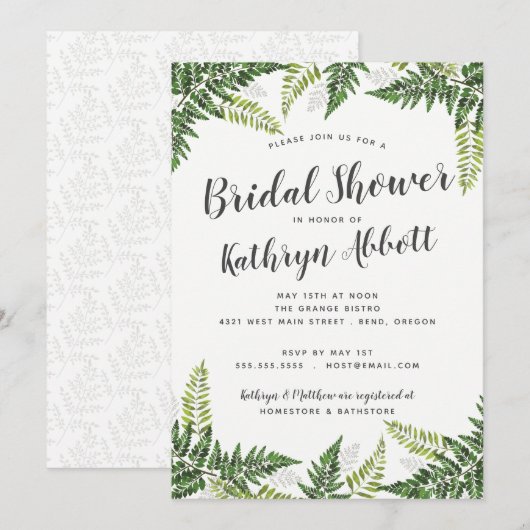 Invitation Fête des mariées de Mariage botanique tropical de  (Devant / Derrière)