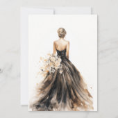 Invitation Fête des mariées de Mariage d'aquarelle noire (Dos)