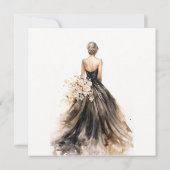 Invitation Fête des mariées de Mariage d'aquarelle noire (Dos)