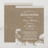 Invitation Fête des mariées de Mariage de Burlap pour bébé ru (Devant / Derrière)