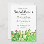 Invitation Fête des mariées de Mariage de cactus rustiques (Devant)