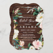 Invitation Fête des mariées de Mariage de  en bois rustique (Devant / Derrière)