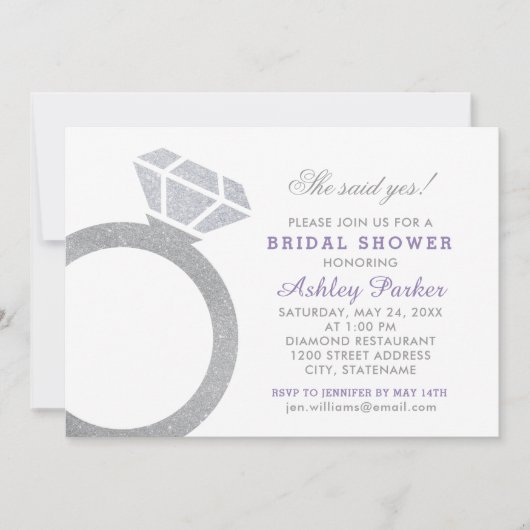 Invitation Fête des mariées de Mariage de Parties scintillant (Devant)