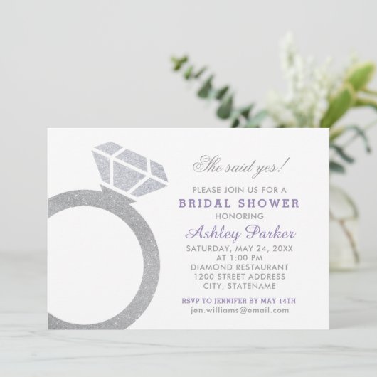 Invitation Fête des mariées de Mariage de Parties scintillant (Debout devant)