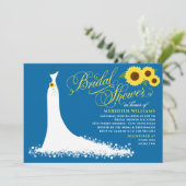 Invitation Fête des mariées de Mariage de tournesol bleu (Debout devant)