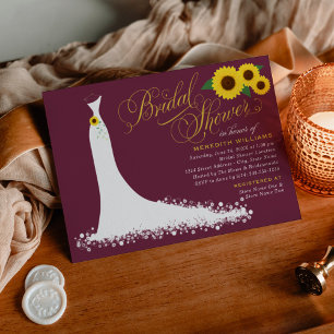 Invitation Fête des mariées de Mariage de tournesol de Bourgo