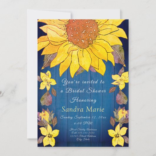 Invitation Fête des mariées de Mariage de tournesol floral ru (Devant)