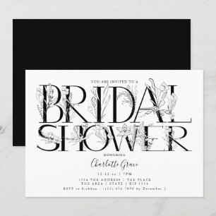 Invitation Fête des mariées de Mariage de typographie florale