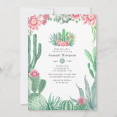 Invitation Fête des mariées de Mariage des succulents aquarel (Devant)