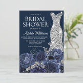 Invitation Fête des mariées de Mariage en diamant bleu marine (Debout devant)