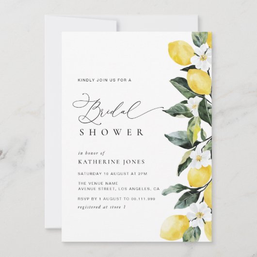 Invitation Fête des mariées de Mariage fleuri citron vert mod (Devant)