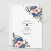 Invitation Fête des mariées de Mariage floral Blush et Navy (Devant)