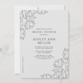 Invitation Fête des mariées de Mariage Floral Noir Onyx (Devant)