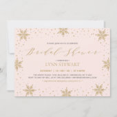 Invitation Fête des mariées de Mariage Gold & Pink Winter Sno (Devant)