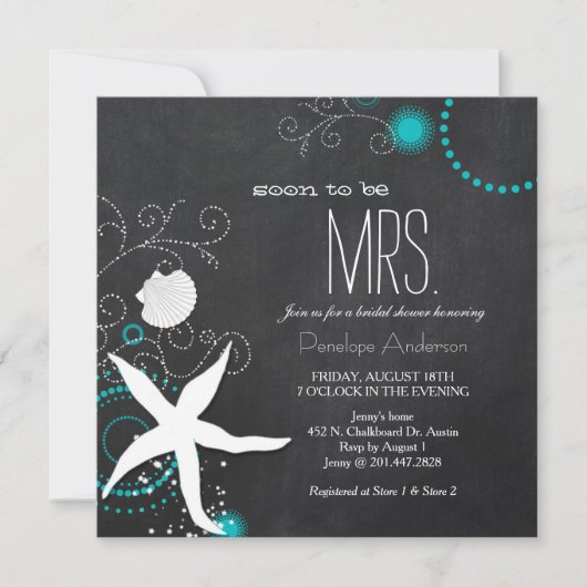 Invitation Fête des mariées de mariage moderne Chalkboard Bea (Devant)