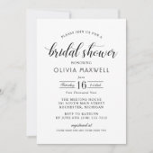 Invitation Fête des mariées de Mariage moderne en noir blanc (Devant)