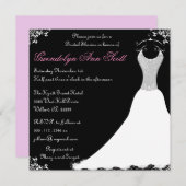 Invitation Fête des mariées de Mariage noir et rose (Devant / Derrière)