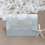 Invitation Fête des mariées de mariage plage Coquillages bleu<br><div class="desc">Dusty Blue Beach Seashells Bridal Shower Invitations.</div>