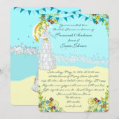 Invitation Fête des mariées de mariage Retro Destination Beac (Devant / Derrière)