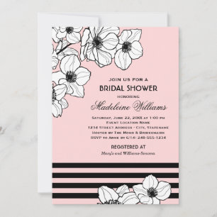 Invitation Fête des mariées de Mariage rose anémone