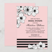 Invitation Fête des mariées de Mariage rose anémone (Devant / Derrière)