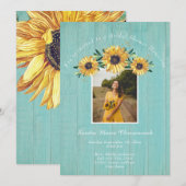 Invitation Fête des mariées de Mariage Rustique Sunflower Aqu (Devant / Derrière)
