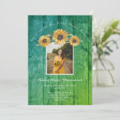 Invitation Fête des mariées de Mariage rustique Tournesol Ver (Debout devant)