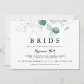 Invitation Fête des mariées de mariée en or rustique Floral (Devant)