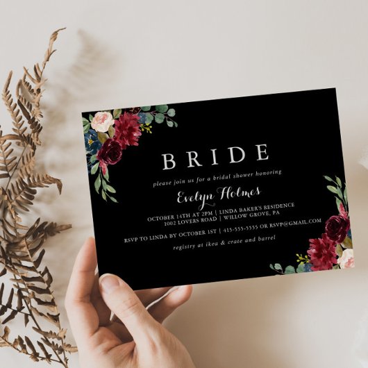 Invitation Fête des mariées de mariée noire rustique