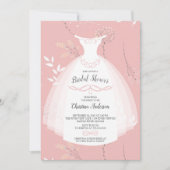 Invitation Fête des mariées de mariée rose florale (Devant)